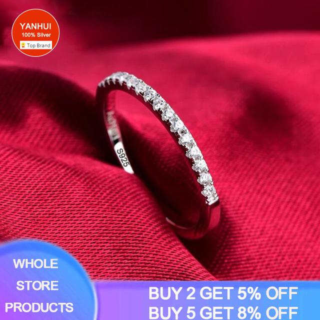 925 Sterling Silver Color Natural Zirconia Diamond Wedding Band White Gold Fashion Jewelry for Women