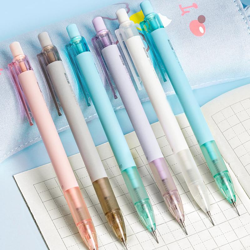 Solid Color Press Type Automatic Pencil Cute Mechanical Pencil Writing Drawing