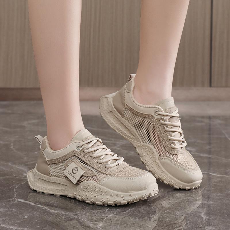 Dad's Shoe Leather Sports Shoes  New Color Blocked Thick Soled Women's Shoes Student Korean Version Fashion Trend