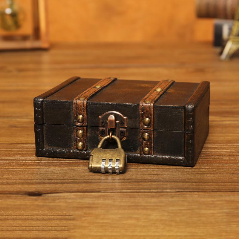 Antique Wooden Jewelry Chest Lock Chest Treasure Storage Box Home Decor