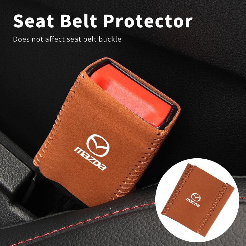 Car Buckle Protective Cover Fur Leather Safety Belt Protector Auto Accessories For Mazda 3 6 2 Axela CX5 CX3 CX30 CX9 Atenza IUE2