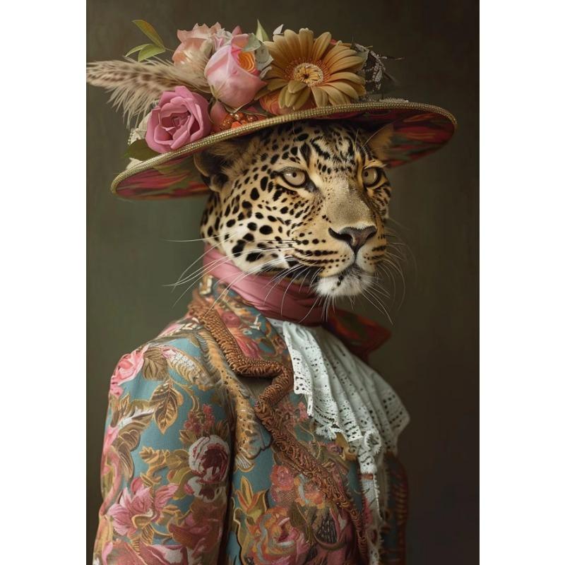 

Ретро абстрактная мода одетый цветок леопард портреты постер холст печать для украшения стены дома комната безрамная картина 21cm×30cm NoFrame