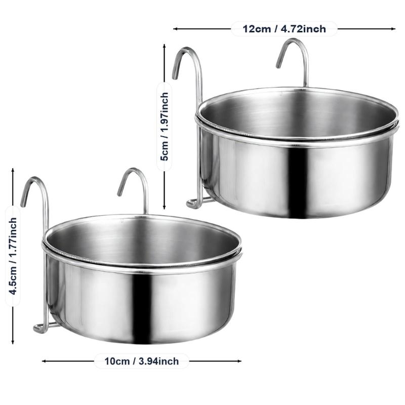 Dog Cage Food and Water Bowl Set, 2 Hanging Dishes with Smooth Surfaces for Quick Washing After Dry Food, Wet Food, or Drinking Water Use
