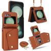 Applicable to Samsung Zflip5 double-buckle zipper messenger wallet case zflip4 niche multi-card all-inclusive anti-drop case in stock