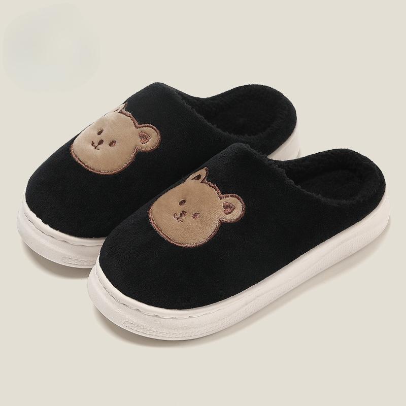 Men's Cotton Slippers Bear Home Cotton Shoes Non-slip Thick-soled Plush Slippers Women's Winter Home