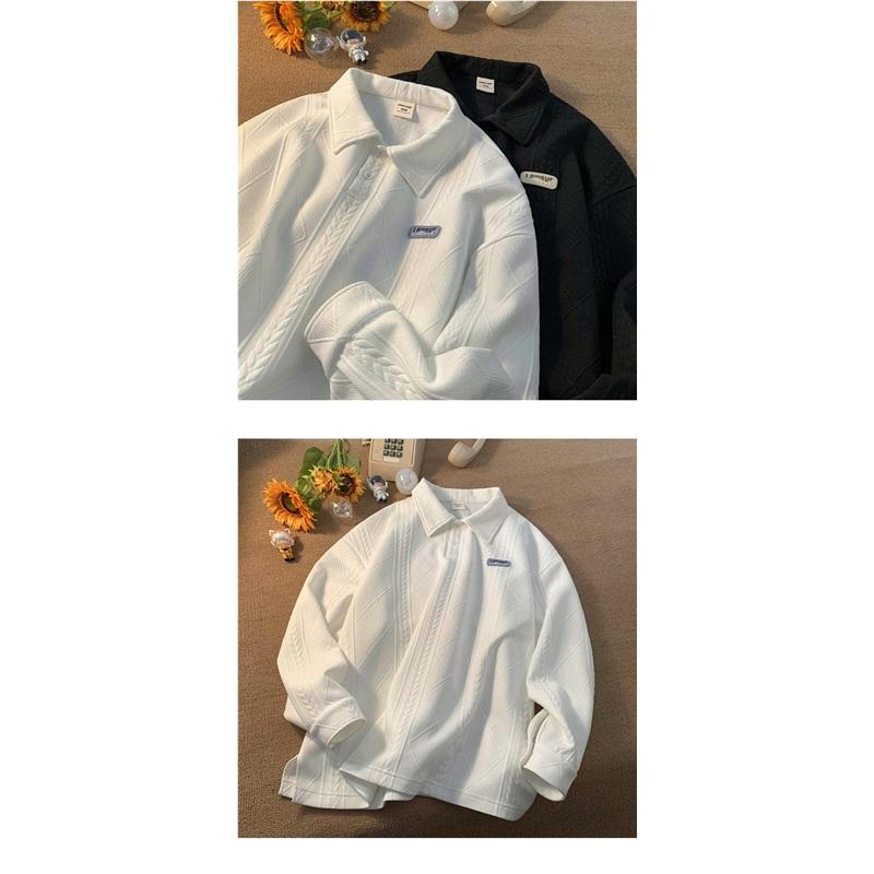 American Vintage Style Polo Collar Sweatshirt For Men