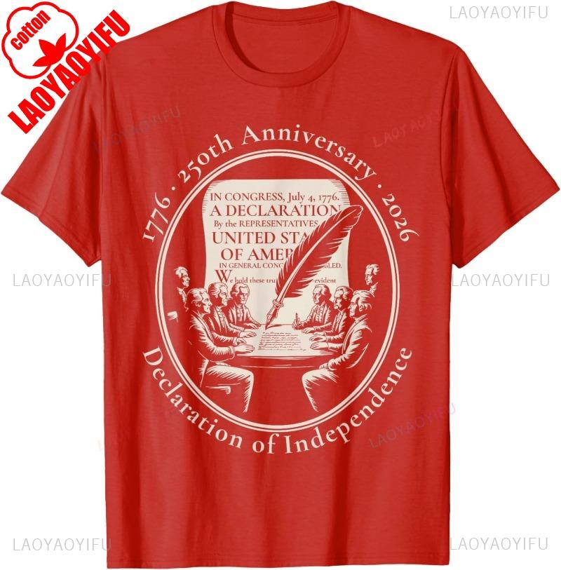 1776 250th Anniversary Declaration of Independence 2026 Cotton TShirt Shortsleev Casual Street Fashion Soft Perfect Classics S