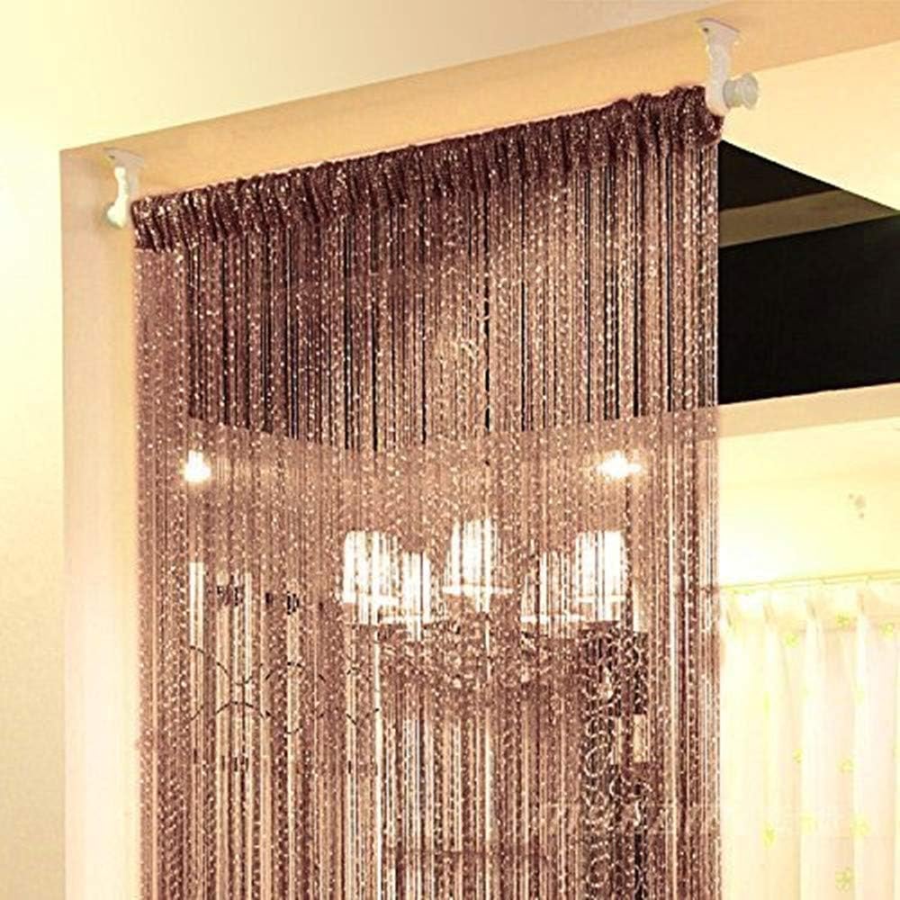 Door Fringe Curtain Door Curtains,Rare Flat Silver Ribbon,Thread Fringe Window Panel Room Divider Cute Strip Tassel Party Events Sequin(1Pack, Black)