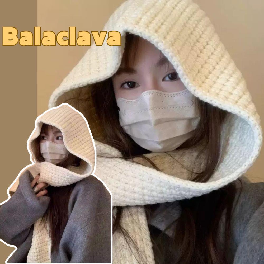 HOT Korean Women Balaclava Scarf Girl's Winter Earmuffs Cap Thicken Woolen Neck Ear Protector One-piece Neck Collar Beanies Cap
