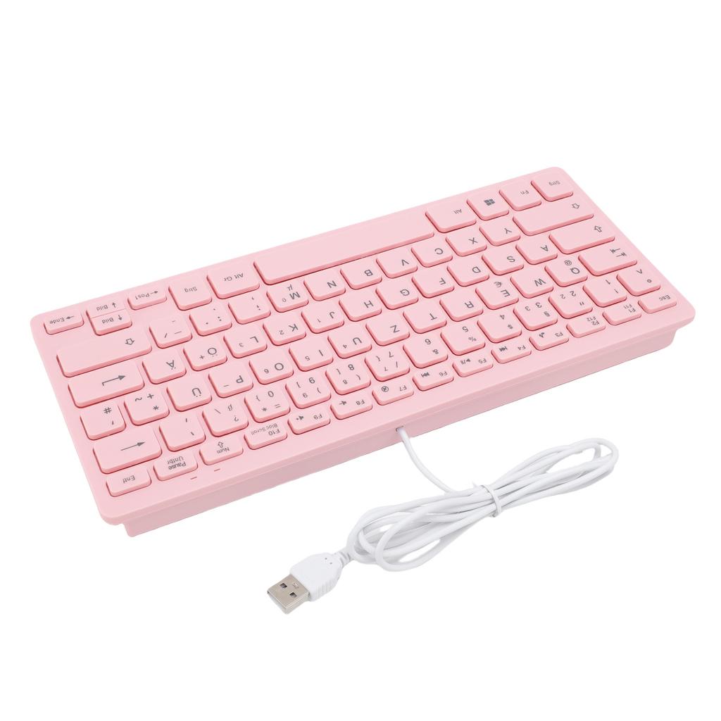 Small Wired Keyboard Roseate Quiet USB 78 Keys Computer Keyboard with Anti Slip Foot Pads for Gaming Working German