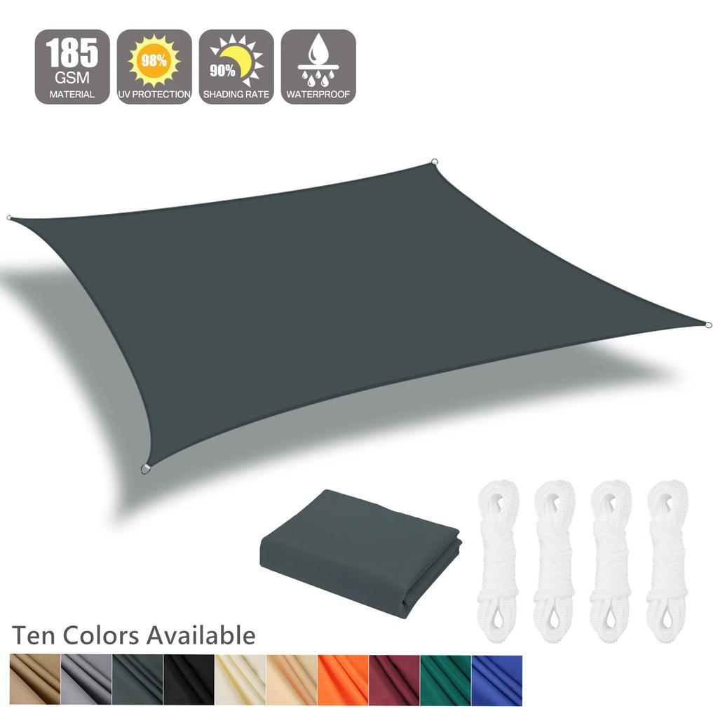 Waterproof Sun Shelter Rectangle UV Block Sun Shade Sail Large Sunshade Canopy for Camping Hiking Garden Shade Cover Beach Tents