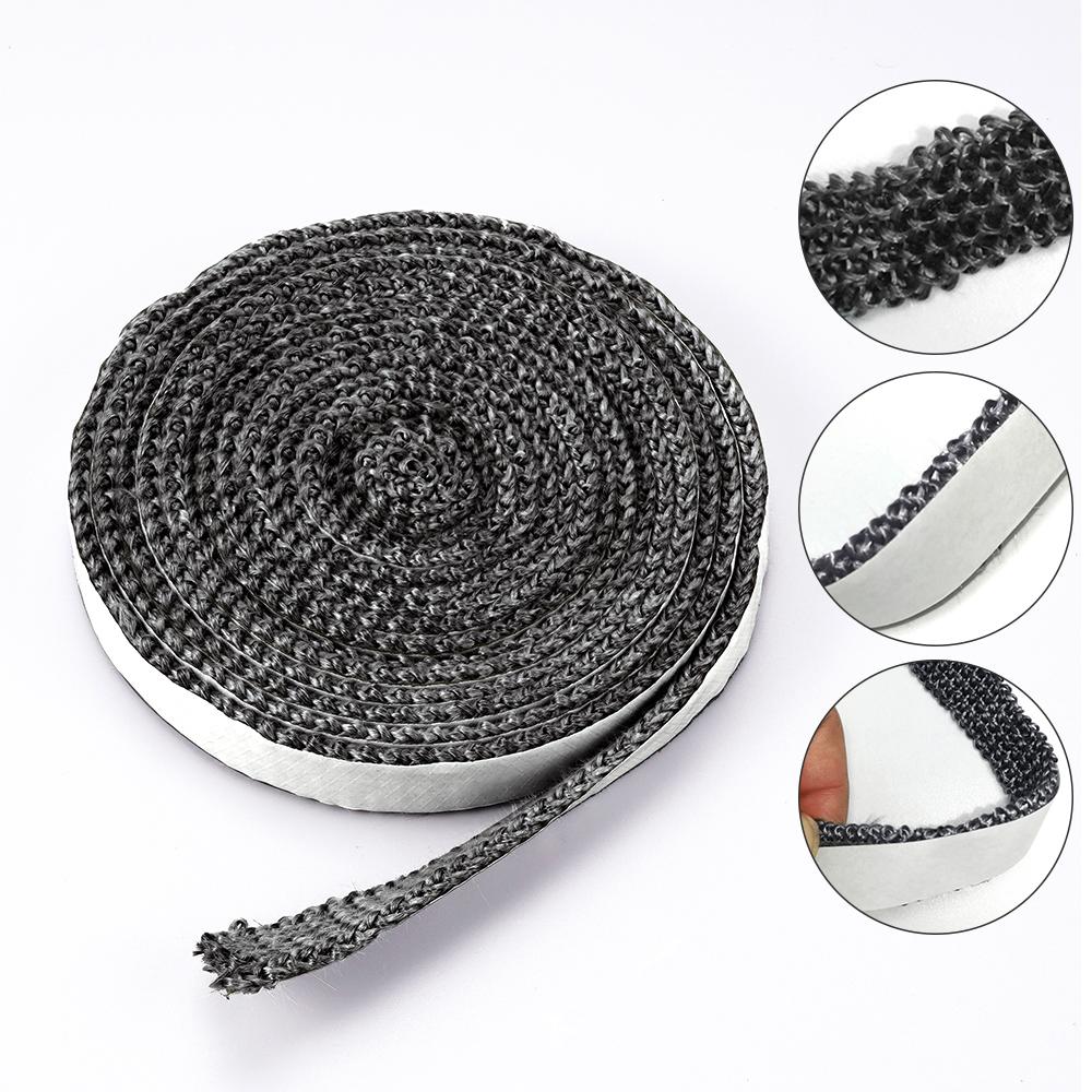 10/15mm Fireplace Sealing Rope Wood Burning Stove Door Self-Adhesive Fiberglass Sealing Cord Replacement  Black Gasket Tape
