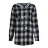 Fashion Women's Temperament Plaid Single-breasted Cardigan Hooded Long Sleeve Shirt