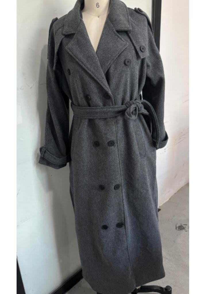 European & American Women's Double-Breasted Lapel Wool Coat - Casual, Loose, Fashionable.