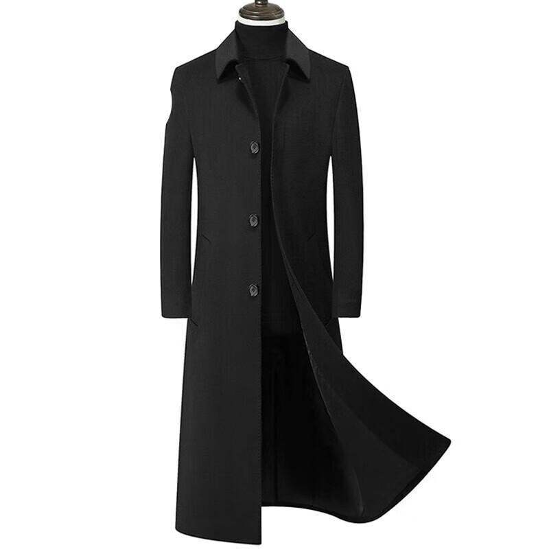 Мужское длинное двустороннее шерстяное пальто для бизнеса