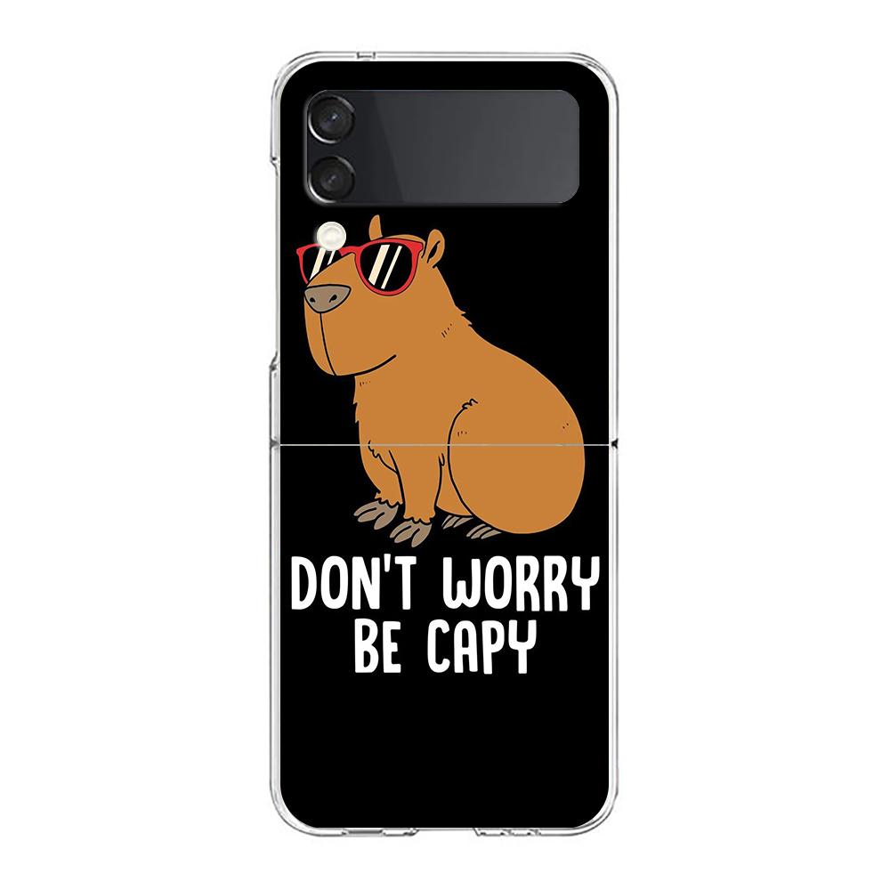Cartoon Capybara Hard PC Phone Case For Samsung Galaxy Z Flip 5 4 3 Transparent Cover For Galaxy Z Flip 6 Foldable Shockproof