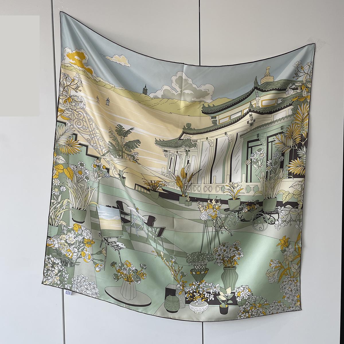 Xizi Travels Silk Scarf Women s National Style Versatile Silk Scarf Mulberry Silk Headscarf Summer Sunscreen Shawl Scarf 88*88cm