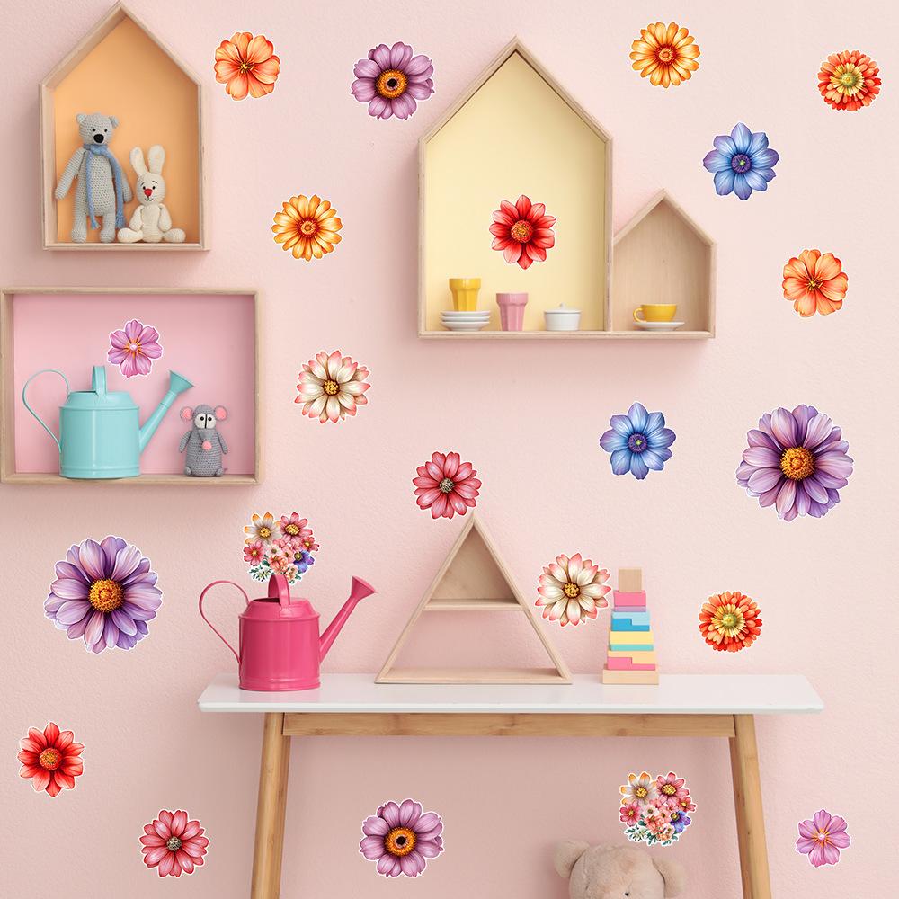 Bright Colourful Small Flowers Bedroom Living Room Wardrobe Home Background Beautification Decoration Stickers