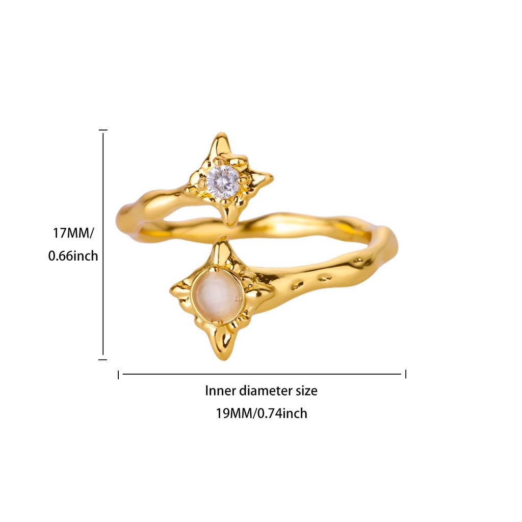 Zircon Flower Rings For Women Gold Double Flower Adjustable Stainless Steel Ring Wedding Party Christmas Jewelry Gift
