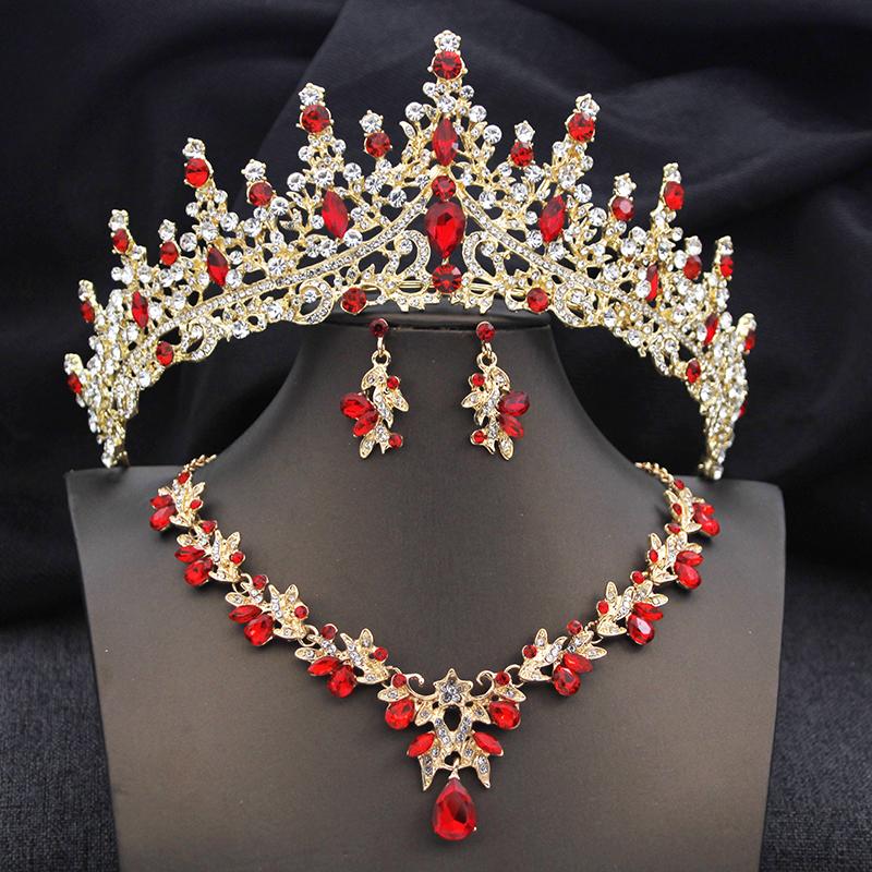 Elegant Bridal Jewelry Sets Princess 3 Pcs Tiaras and Necklace Earrings for Party Prom Birthday Wedding Hair Accessories