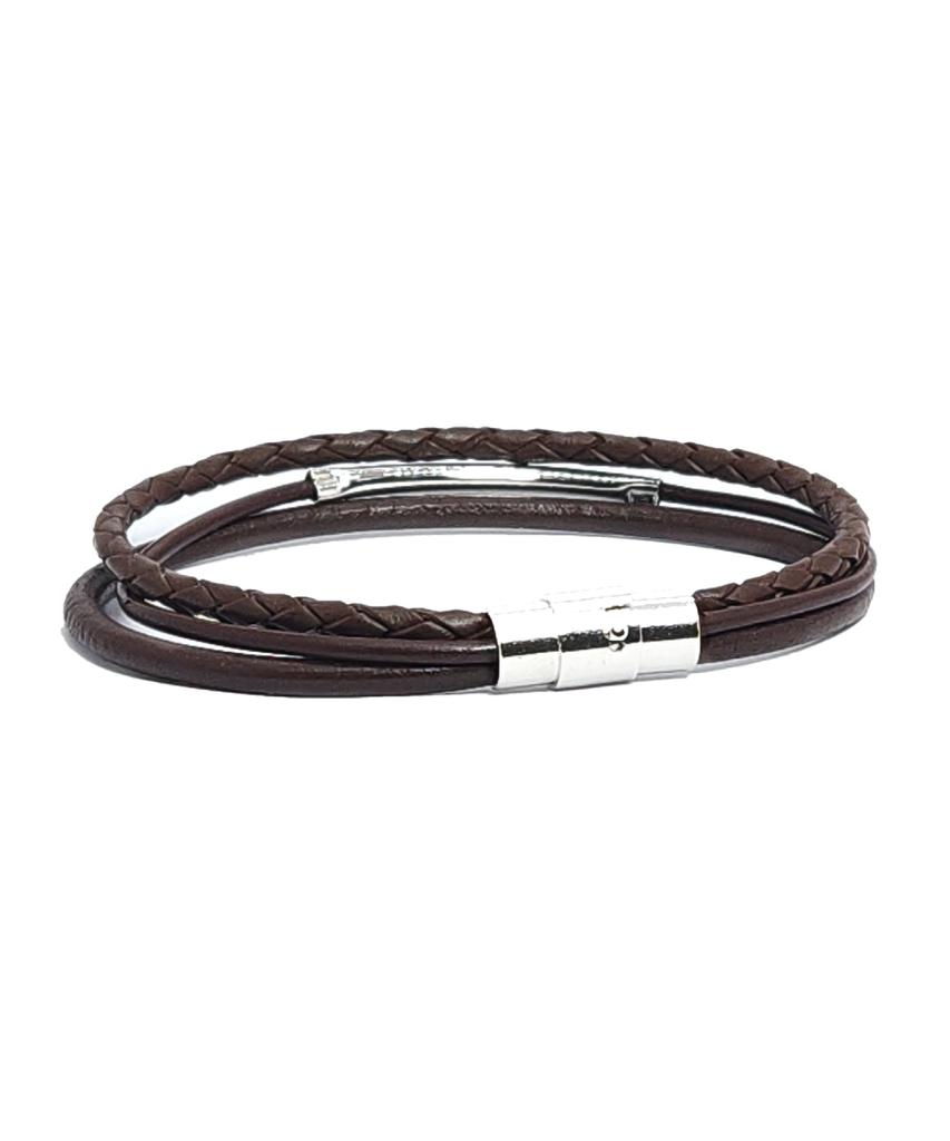 The Shirts Studio Brown Layered Minimal Leather Bracelet