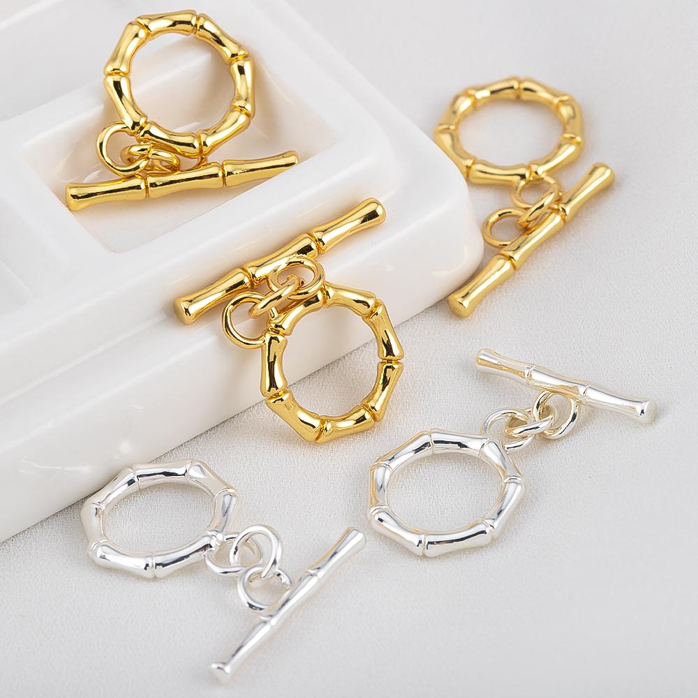 18K Gold Plated Copper Toggle Clasps Bamboo Knot Brass Metal Clasps Bracelets OT Clasp Jewelry Making Supplies DIY Accessories