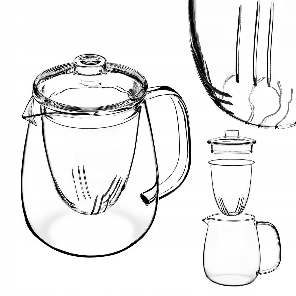 KADAX Glaskanne für Tee 600ml Kräuteraufguss Einsatz mit Aufguss