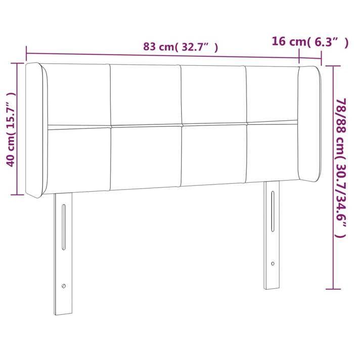 VidaXL Tête de Lit à LED Meuble de Chambre à Coucher Accessoire de Lit Simple Tête de Cadre de Lit Intérieur Gris Foncé 3123211