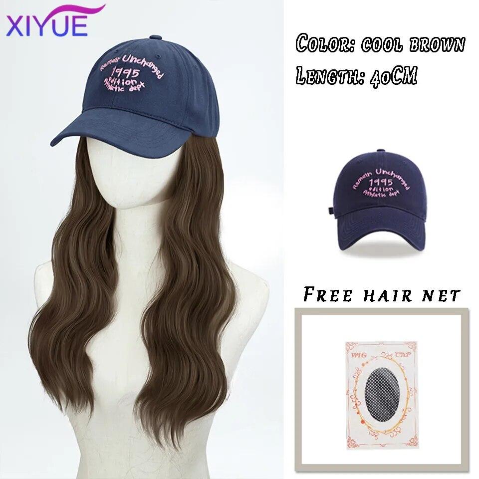 Kapelusz peruka kobiece długie włosy jednoczęściowy kobiecy fason leniwe lekko kręcone włosy czapka z daszkiem peruka pełne nakrycie głowy