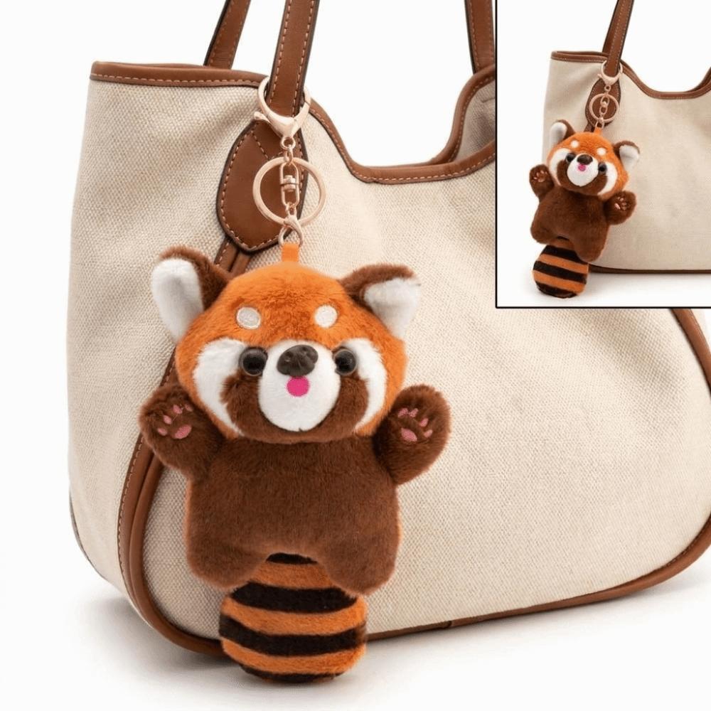 With Keyring Red Panda Keychain Plush Stuffed Doll Charm Raccoon Plush Pendant  Backpack Decoration