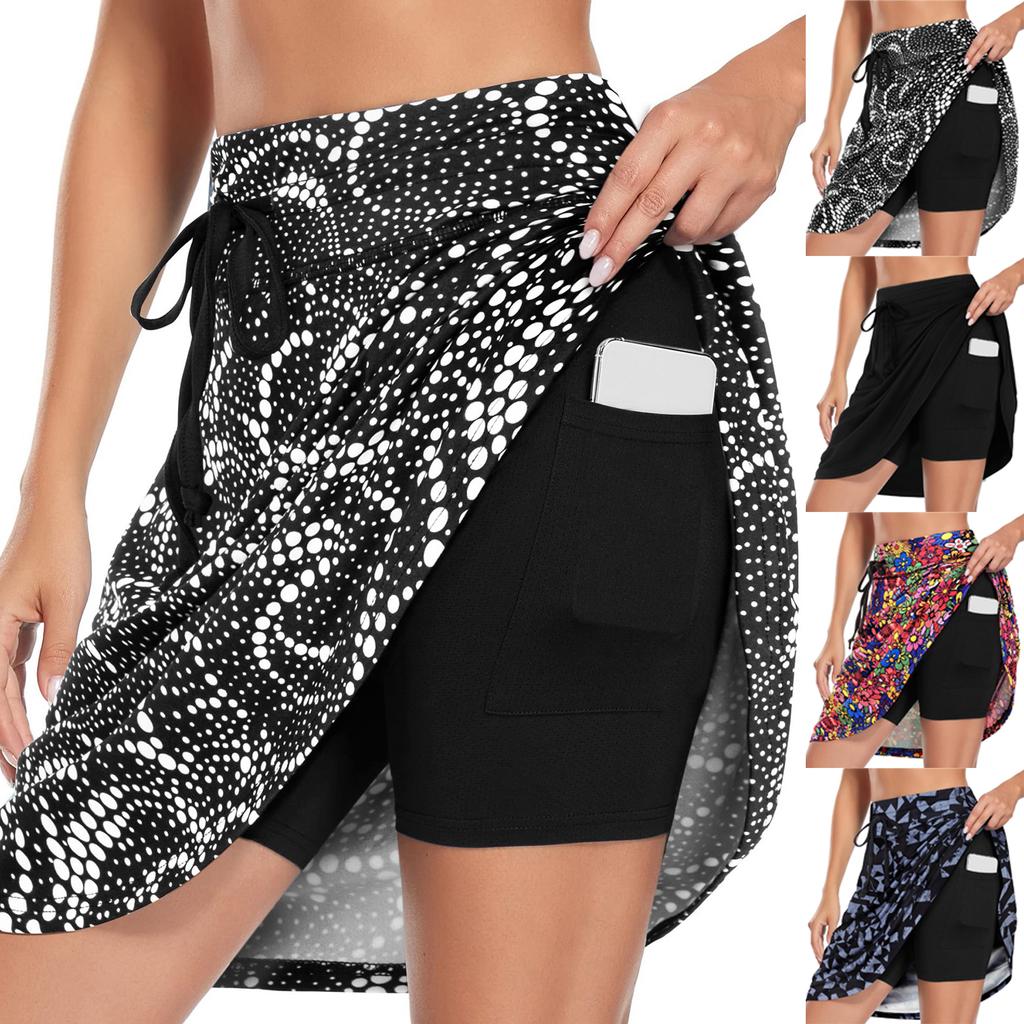 Women Knee Length Skort with Pockets Tennis Golf Athletic Skirt Lightweight Breathable Stretchy Sports Skort for Outdoor Activities