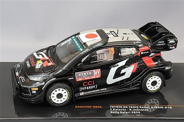 IXO Scale Toyota GR Yaris Rally1 Hybrid 2024 Safari Rally Kenya 2. místo Takamoto Johnston 1/43 #18 Katsuta/A.