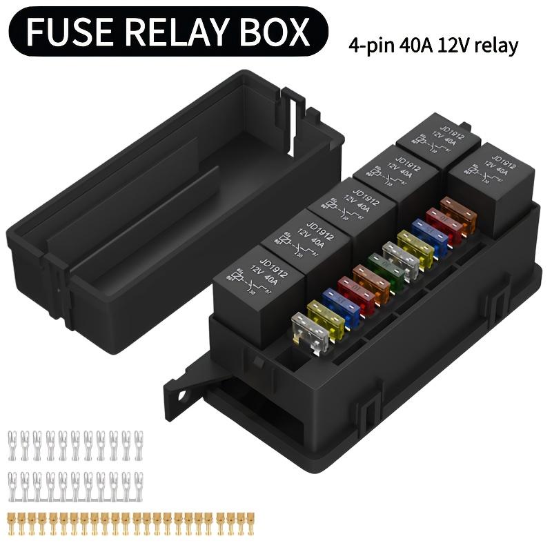 Fuse Box 12V Auto 11 Way Fuse Relay Box Block With 12V 40A Relay and Fuses, New Energy Car Modification Relay Fuse Box Seat 12V 4Pin