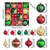 46Pcs Christmas Tree Ornaments Set Red Green White Snowflake Candy Cane Painted Baubles Holiday Home Decor