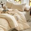 Washable Cartoon Cotton Embroidery Duvet, Bed, and Fitted Sheet Set - Soft, Fluffy Cloud Design for Dormitories.