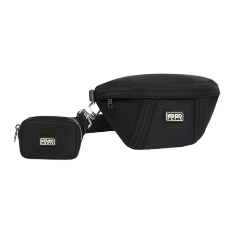 Kenzo Micro Logo Zipper Nylon Waist Bag Women waist bag Black FE62SA707F01