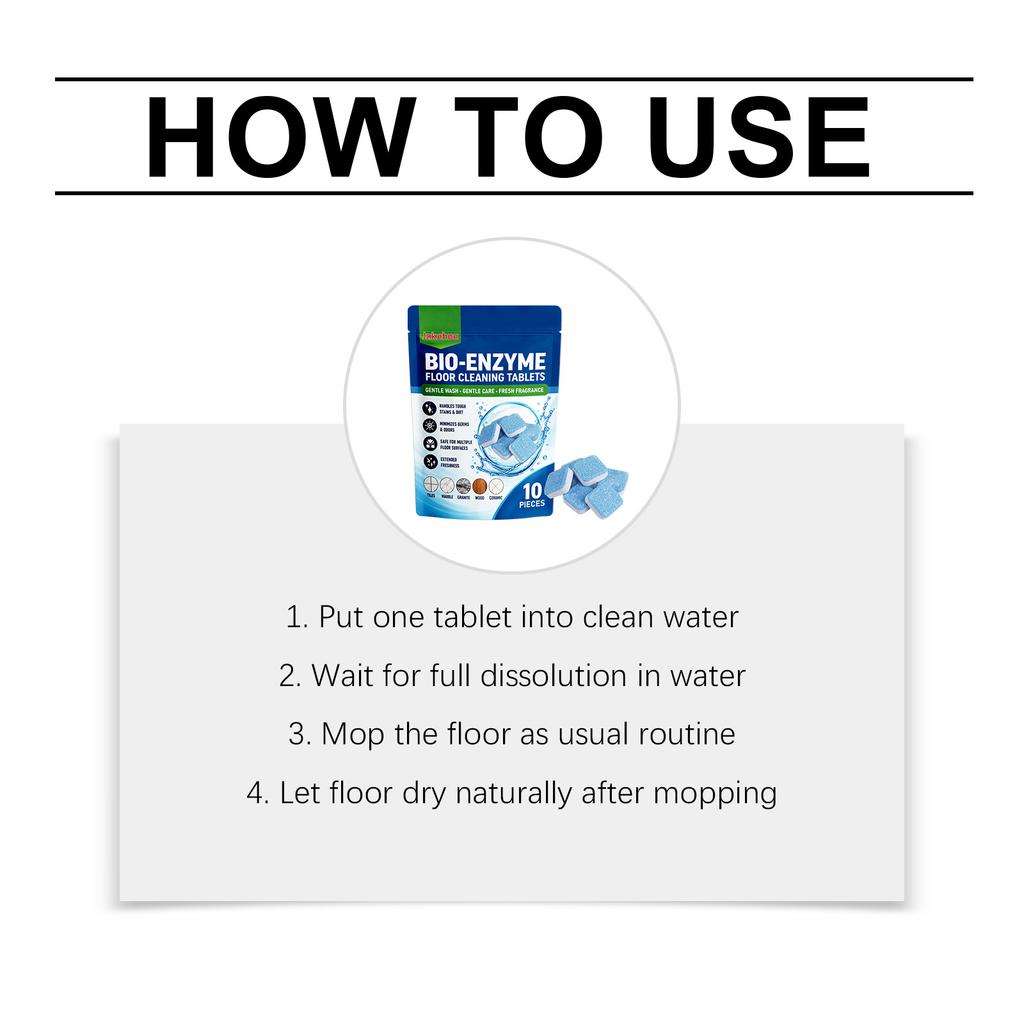 10PCS Bio-Enzyme Floor Effervescent Tablets Water Soluble Multi-material Applicable Mild Stain Removal Fresh Scent Household Cleaning Tablets