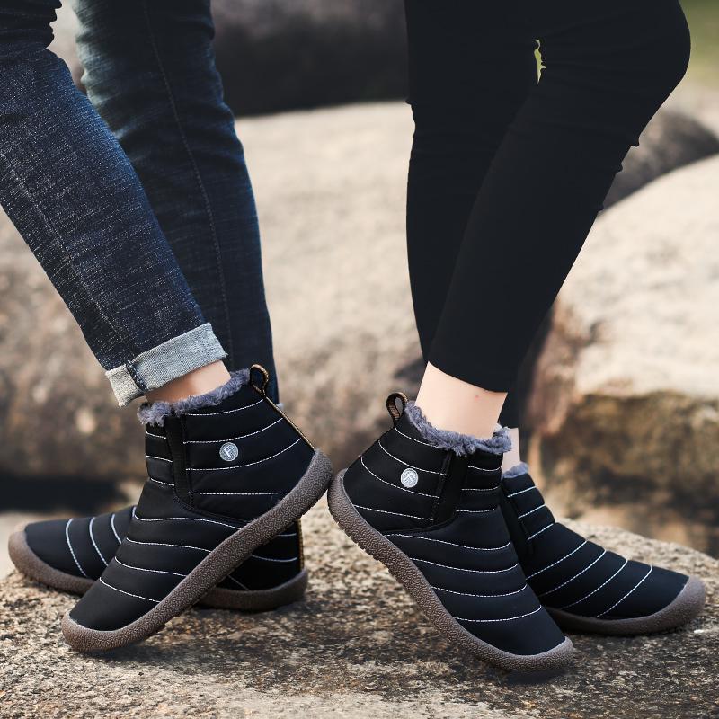 Schneestiefel für Herren und Damen, warme Wüstenstiefel mit Fell, Unisex, zum Reinschlüpfen, Outdoor-Wanderstiefel für Paare, große Größe, wasserdicht