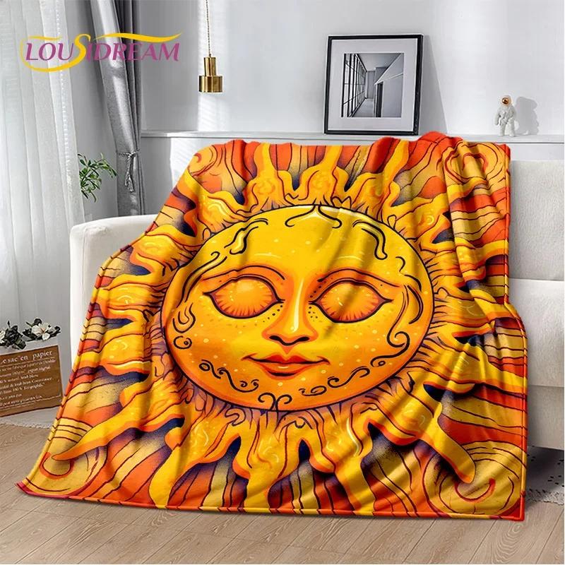 Misteriosa Manta de Franela Suave con Mandala del Sol y la Luna del Tarot para Camas, Dormitorio, Sofá, Picnic, Manta de Tiro para Ocio al Aire Libre, Regalo