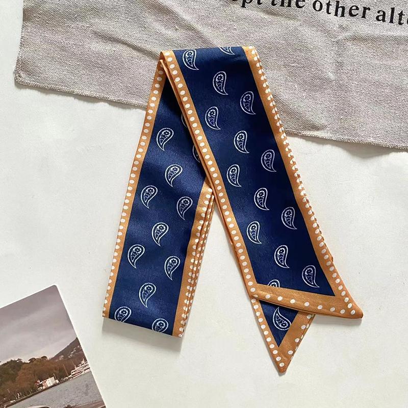 Luxary Brand Design Flower Print Silk Scarf for Women Fashion Hair Headband Foulard Lady Skinny Bag Scarves Neckerchief Tie