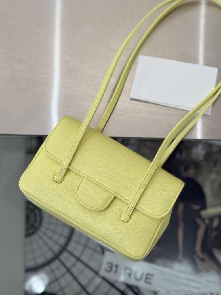 26P Preppy CoCo Genuine Leather Underarm Baguette Handbag