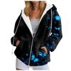 Graphic Stylish Print Women'S Hooded Sweatshirt Oversized Zipper Cardigan With Pocket Trendy Long-Sleeve Casual Hoodie Jacket