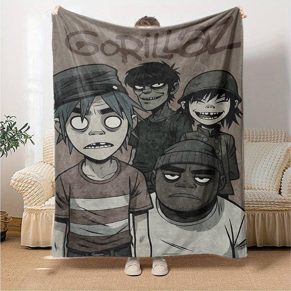 1pz Coperta Morbida Gorillaz in Flanella, Accogliente per Tutte le Stagioni in Poliestere, Perfetta per Casa, Ufficio