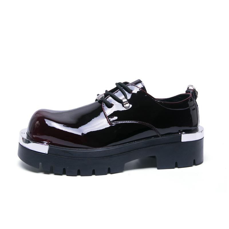 Plus Size Men s Height-Boosting Lace-Up Leather Loafers with Thick Soles 38 красный