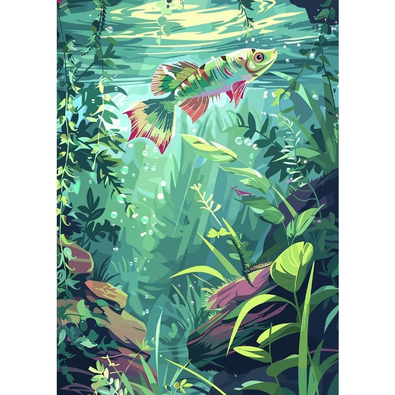 

Акварели Пресноводные рыбы Тропические рыбы в пышных водах Рыбы кои Подводный постер Холст Живопись Настенная картина Домашний декор Комнатный декор 21cm×30cm NoFrame