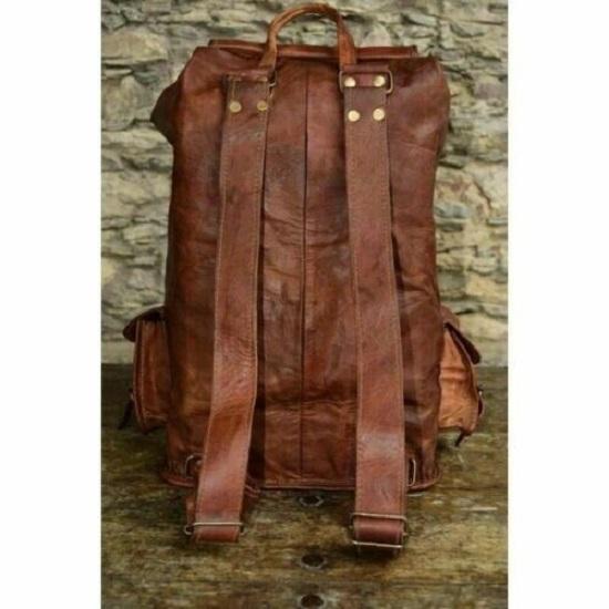 Echter Ziegenleder Herren Rucksack Laptop Satchel Damen Rucksack Braun Vintage Tasche