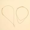 Women Gold Layered Cross Necklace Pearl Station Chain Dainty Pendant