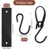 Leather S Metal Hooks,3 Pcs Multifunctional S-Hooks with PU Leather Coat S Hooks for Hanging Clothes Outdoor Camping Hanging Kitchen(Black)