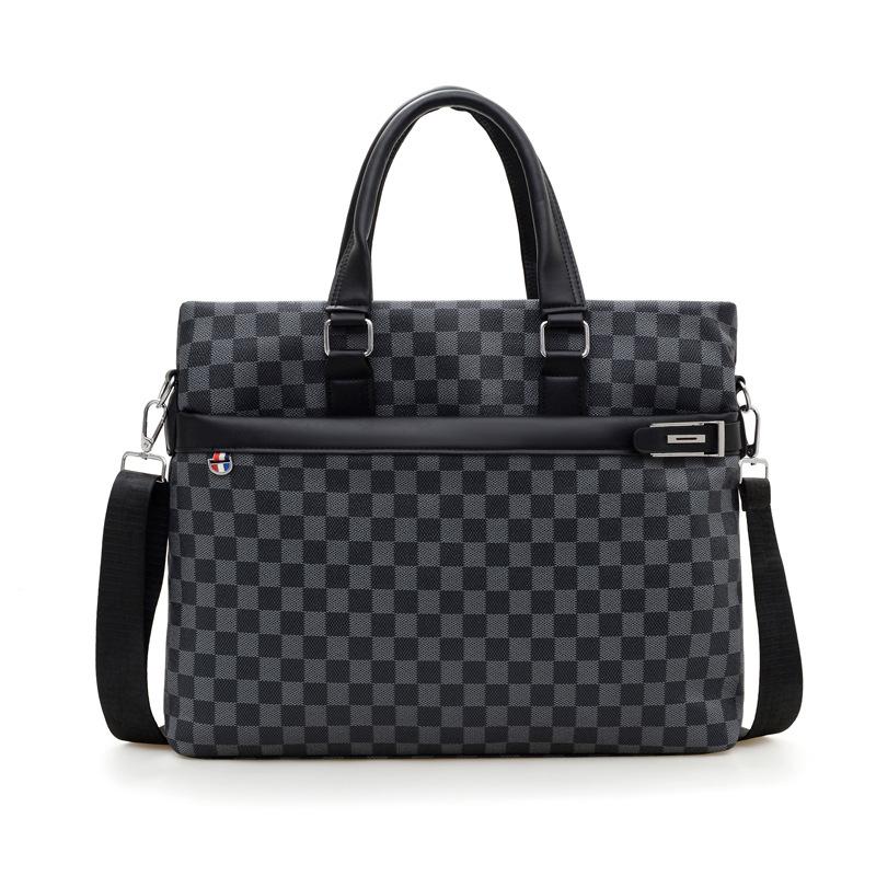 TS JYL laptop bag,Plaid Men Briefcase Fashion Large Business Laptop Shoulder Crossbody OneSize чёрный