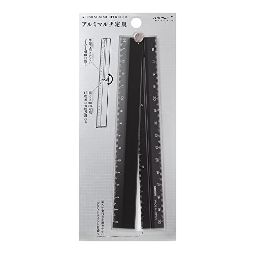 DESIGNPHIL MIDORI Aluminum Multi-Purpose Ruler 30cm Black A 42286006